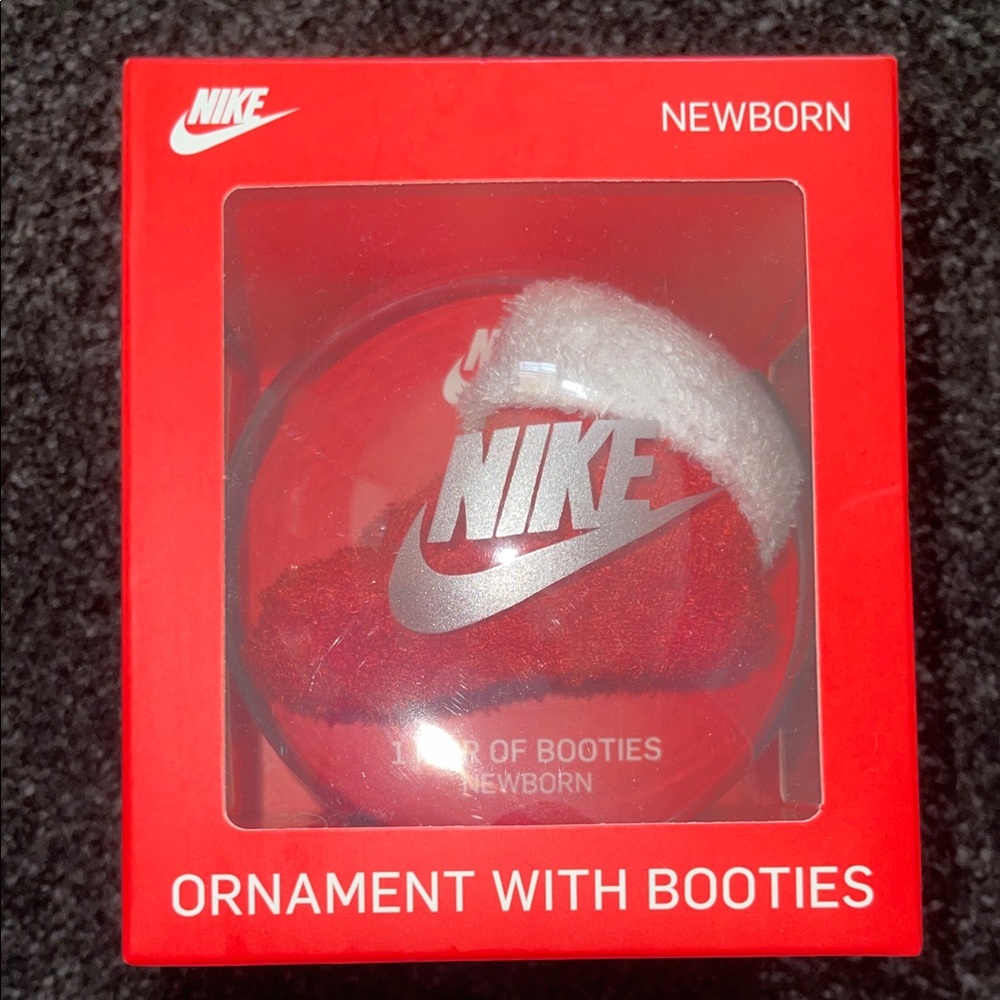 Nike Red and White Newborn Booties Ornament